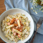 Risotto van parelcouscous met asperges en warmgerookte zalm