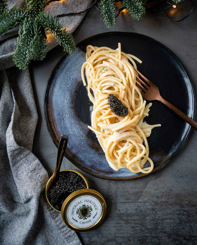 Pasta met wodkasaus en Imperial Heritage Caviar