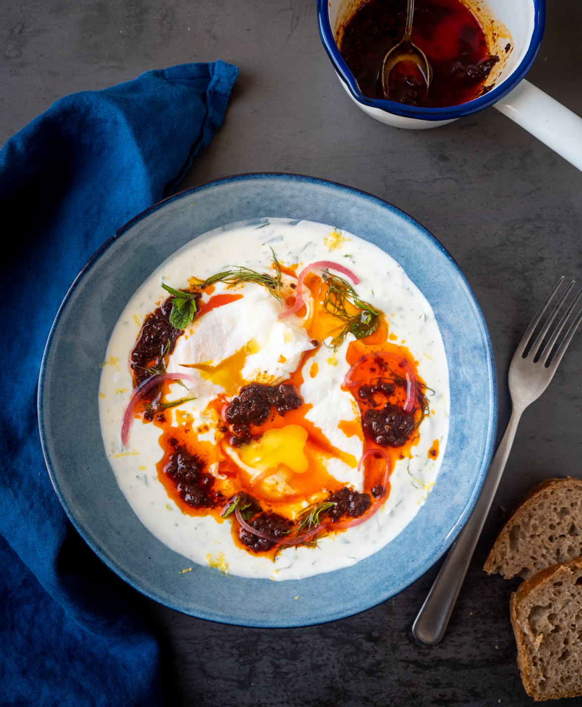 Turkish eggs (cilbir)